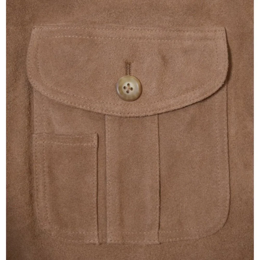 CABELA'S Outdoor Tan Suede Leather Button-Front Field/Hunting Coat/Jacket Size L